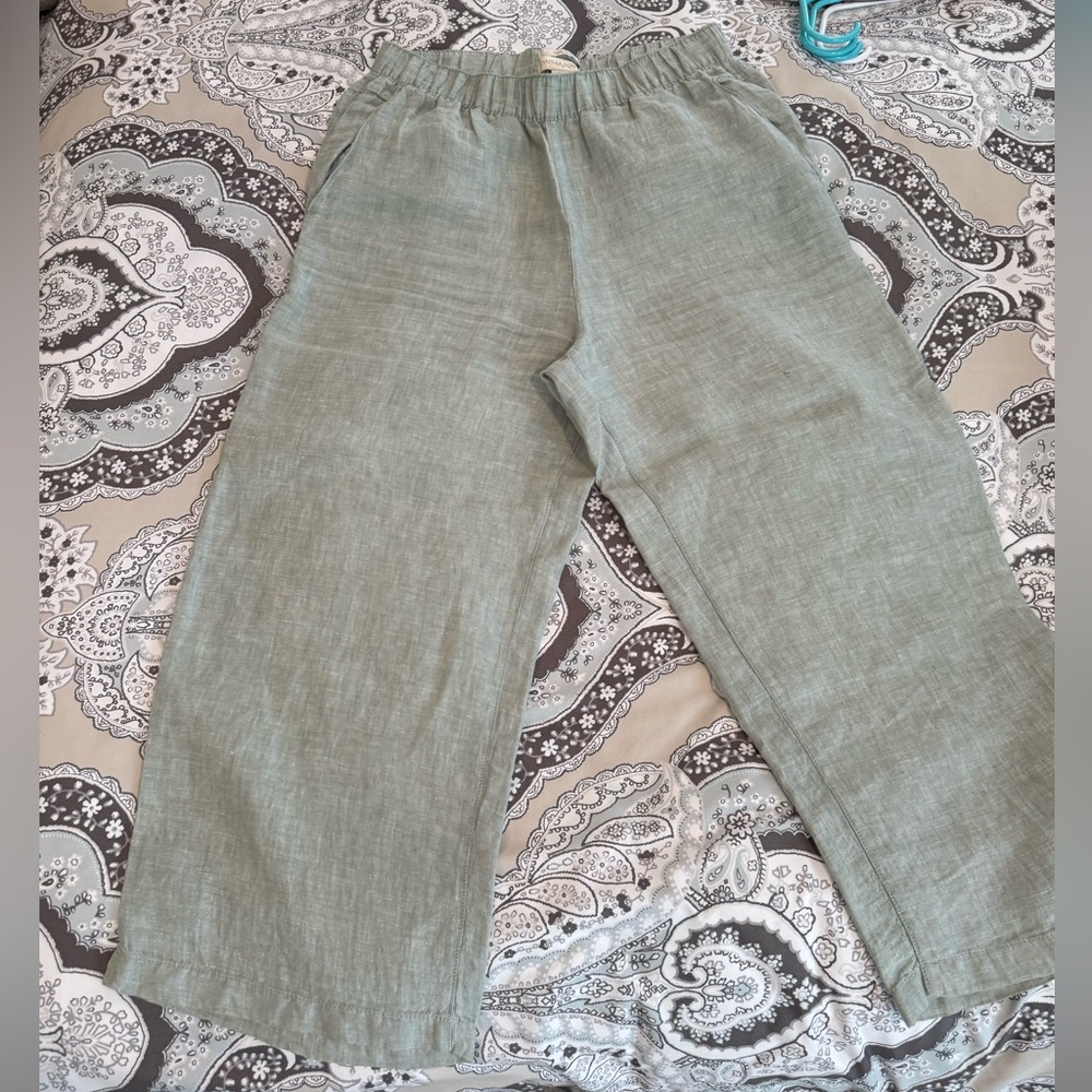 Cynthia Rowley Linen Pull-on Wide Leg Crop, Size M.